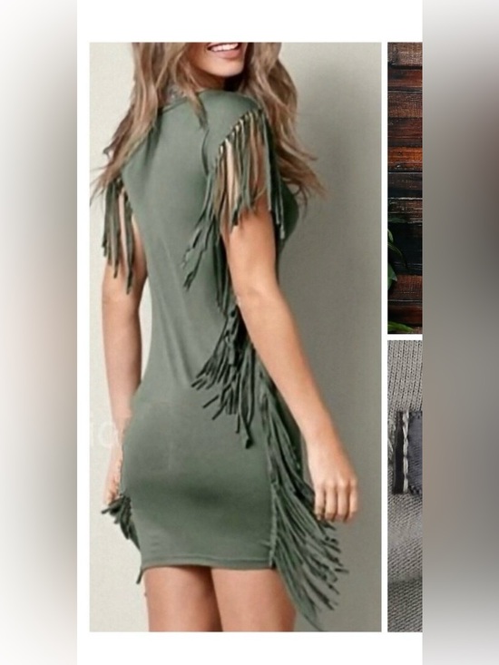 Lascana For Venus Dresses & Skirts - Lascana for Venus Fringe mini dress. Medium. Green. NWT